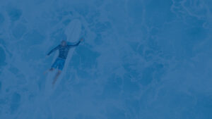 An aerial picture of a surfer.